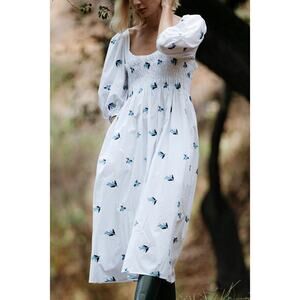 Ciao! Lucia Veneto Dress Cornflower w/ Poof Sleeves & Smocked Bust Size Small